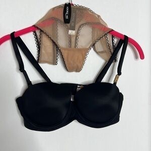 PINK VICTORIA SECRET BRA BLACK 34B AND ADORE ME THONG SIZE MEDIUM